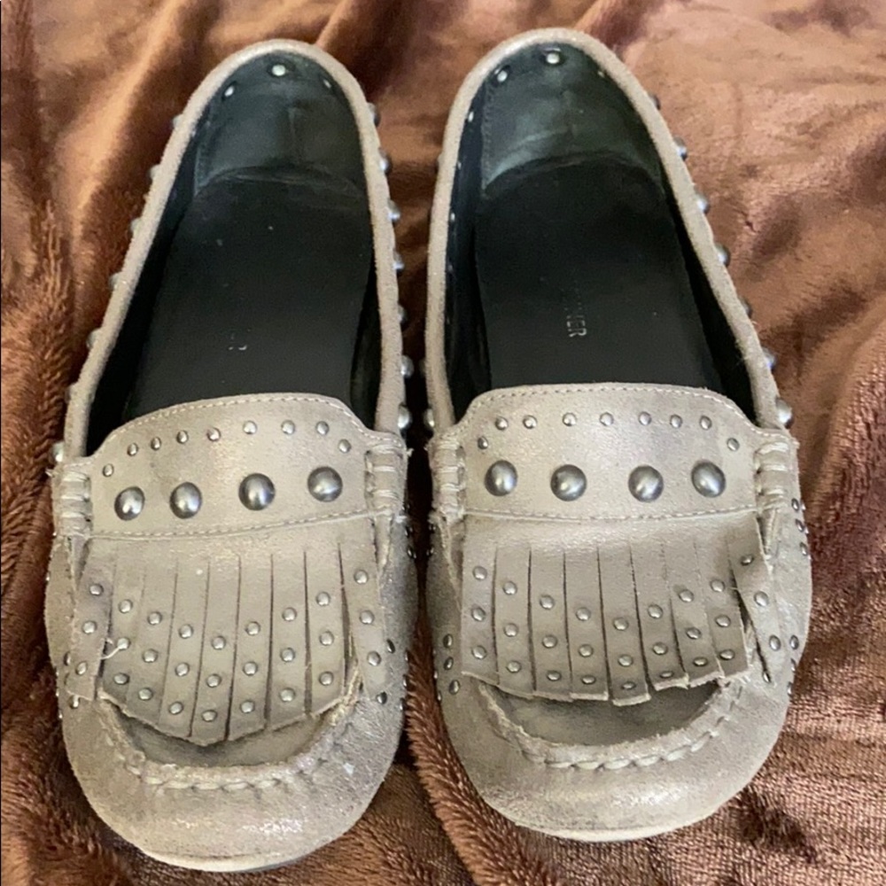 Donald Pliner all leather studded moccasins